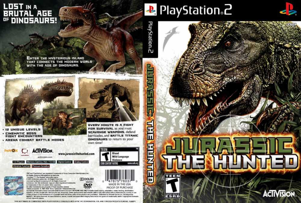 Jurassic: The Hunted - Sony PlayStation 2 (PS2) (Activision - 1) video game collectible [Barcode 047875760851] - Main Image 2