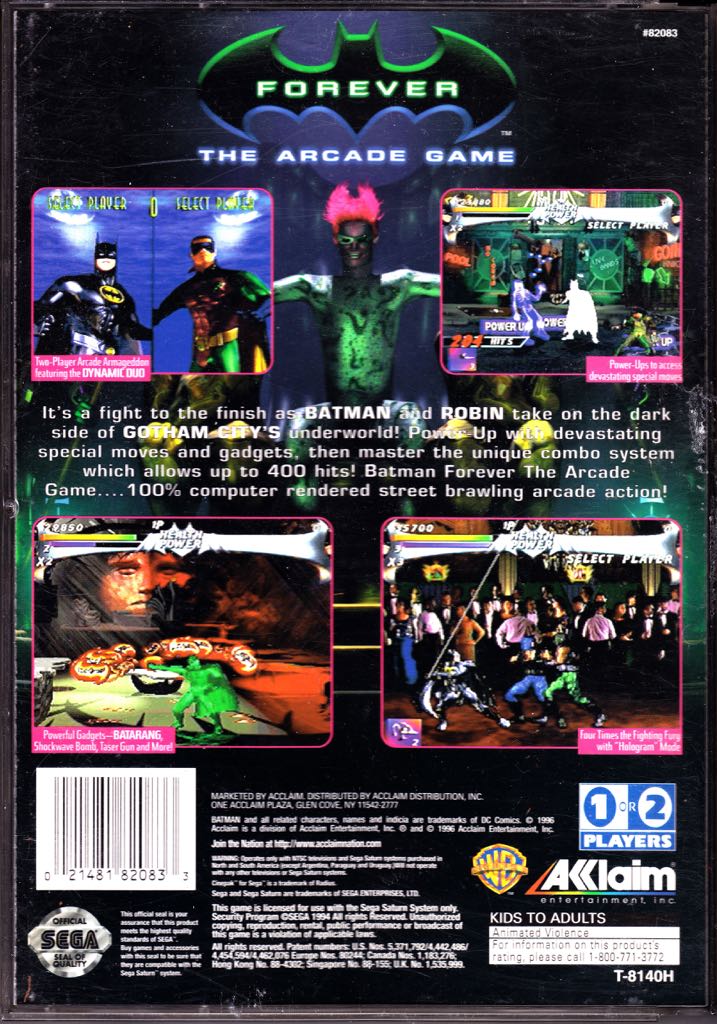Batman Forever - Sega Saturn (Acclaim) video game collectible [Barcode 021481820833] - Main Image 2