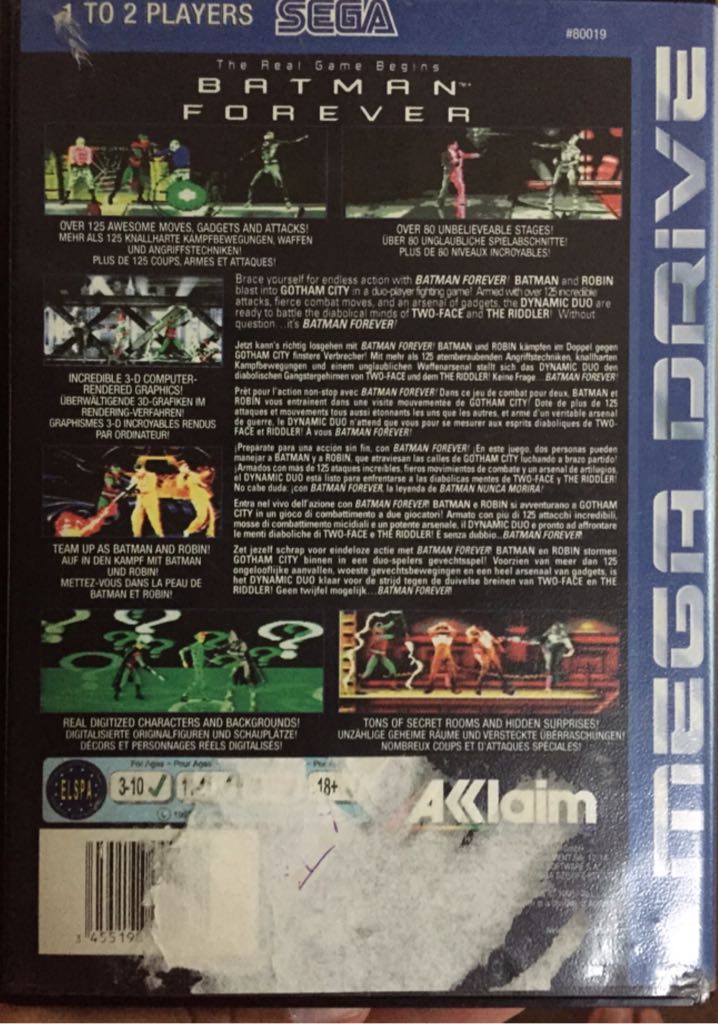 Batman Forever - Sega Mega Drive (Acclaim - 2) video game collectible [Barcode 3455198001938] - Main Image 2