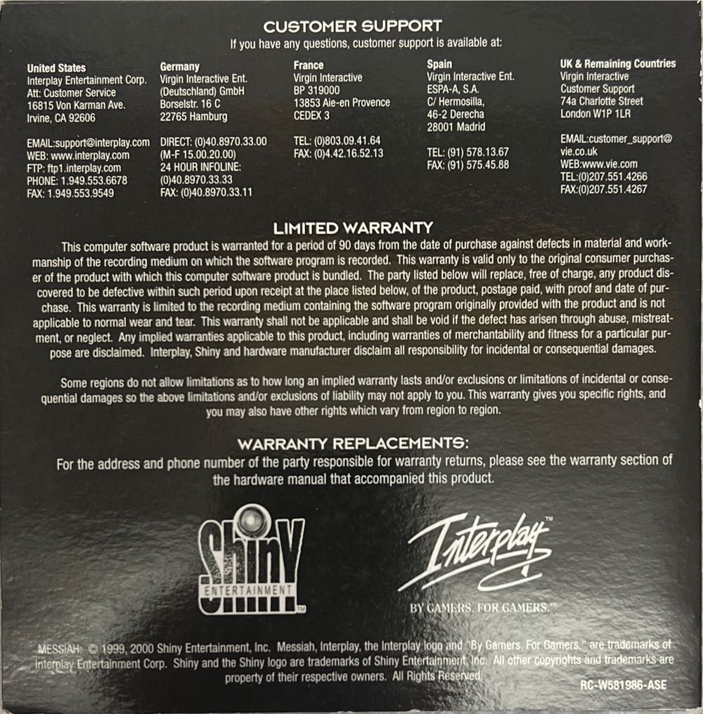 Messiah - PC (Interplay Entertainment - 1) video game collectible [Barcode 5026102000958] - Main Image 2