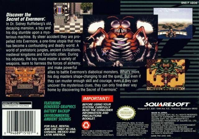 Secret Of Evermore - Nintendo Super Nintendo Entertainment System (SNES) (Nintendo - 1) video game collectible - Main Image 2