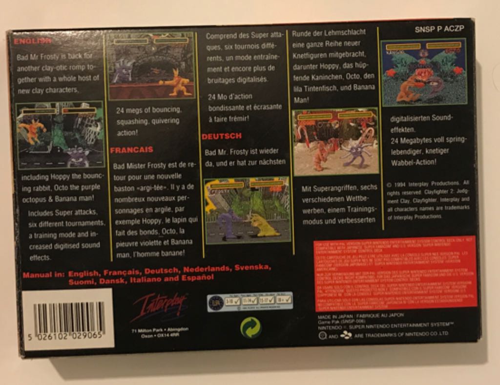 Clayfighter 2  - Nintendo Super Nintendo Entertainment System (SNES) video game collectible - Main Image 2