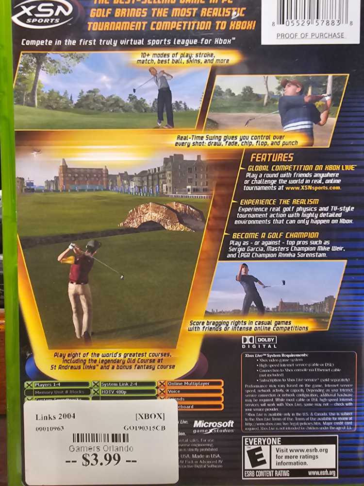 Links 2004 - Microsoft Xbox (XSN Sports - 1-4) video game collectible [Barcode 805529494084] - Main Image 2