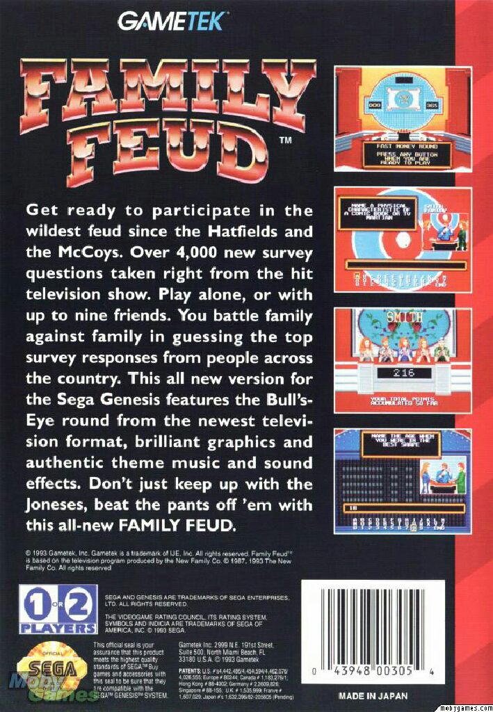FAMILY FEUD - Sega Genesis (Mega Drive) video game collectible - Main Image 2