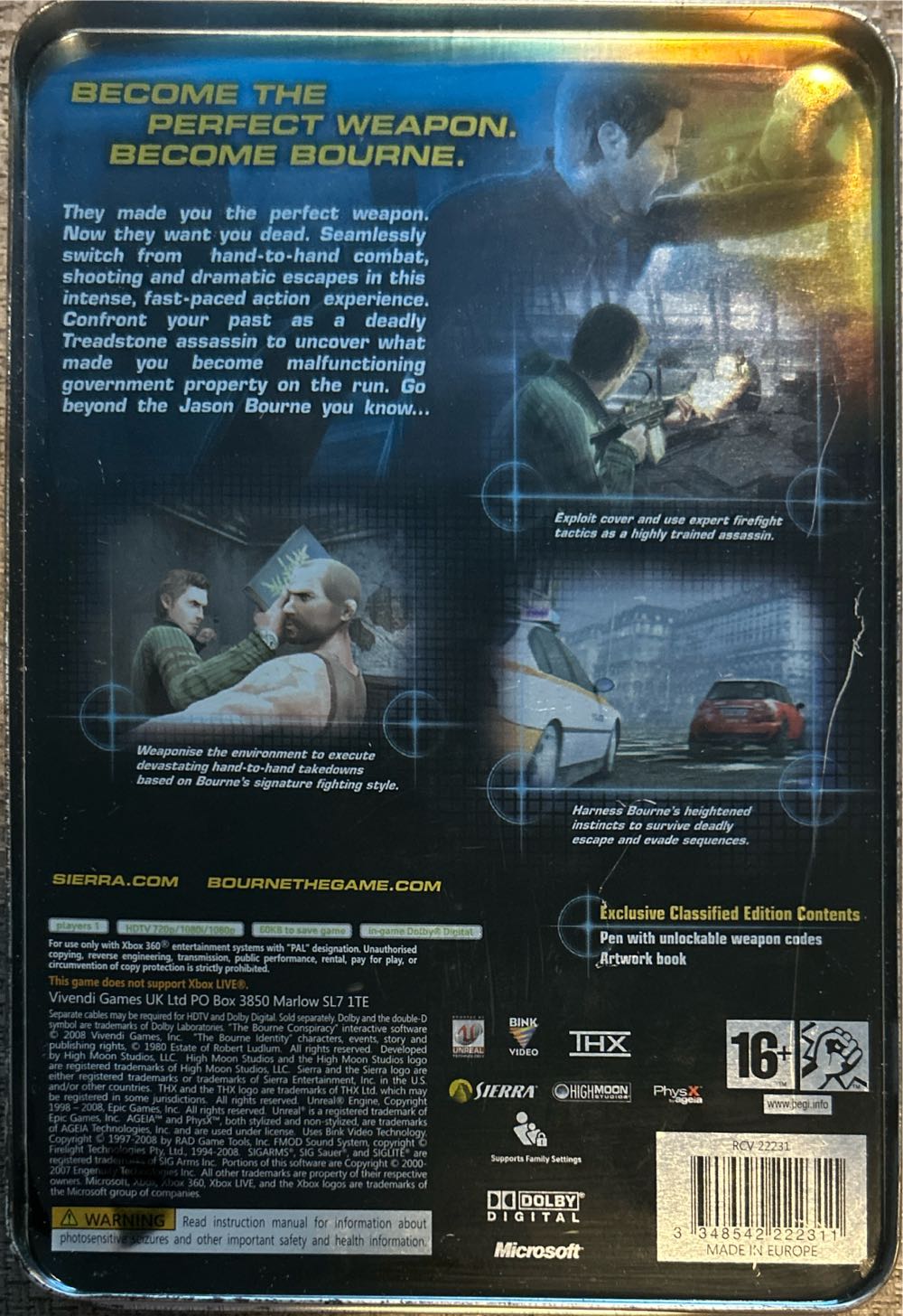 Bourne Conspiracy - Classified Edition, The - Microsoft Xbox 360 (Sierra Entertainment) video game collectible [Barcode 3348542222311] - Main Image 2