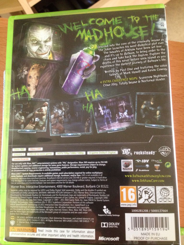 Batman - Arkham Asylum - Microsoft Xbox 360 (Warner Bros Interactive Entertainment - 1) video game collectible [Barcode 081100007267] - Main Image 2