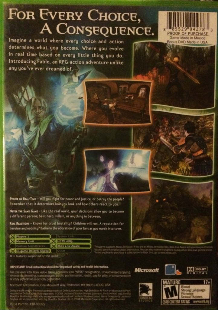 Fable - Microsoft Xbox (Microsoft - 1) video game collectible [Barcode 2805128781156] - Main Image 2