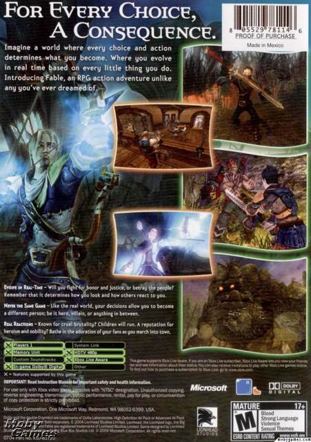 Fable - Microsoft Xbox video game collectible [Barcode 805529493377] - Main Image 2
