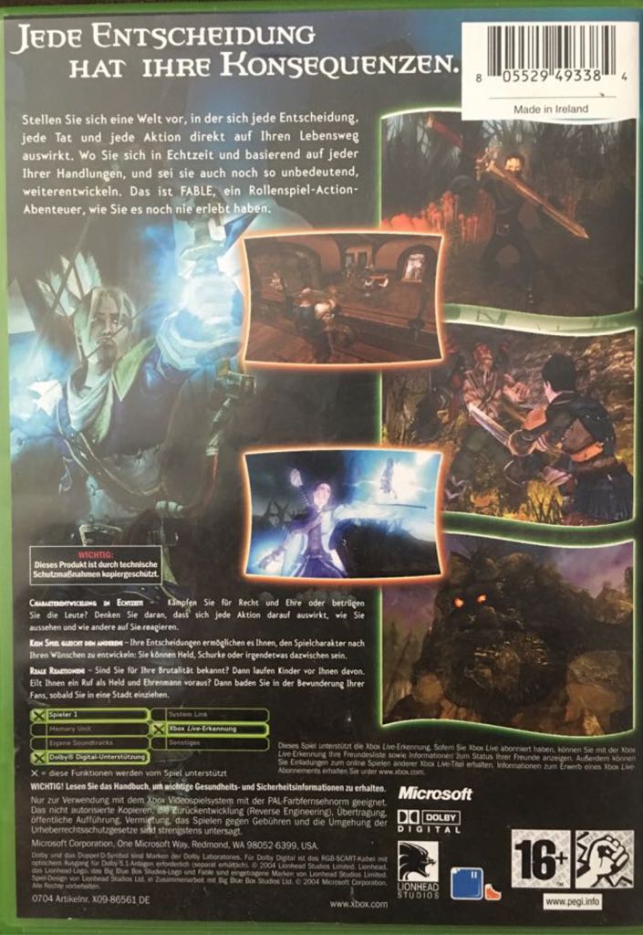 Fable - Microsoft Xbox (Mircosoft Game Studio - 1) video game collectible [Barcode 805529493384] - Main Image 2