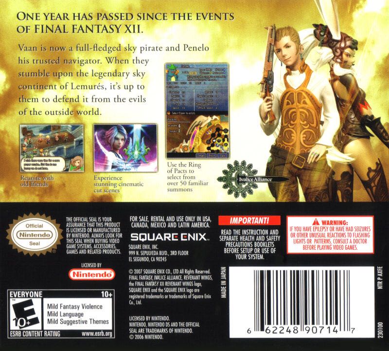 Final Fantasy XII: Revenant Wings - Nintendo DS (Square-Enix - 1) video game collectible [Barcode 5060121822375] - Main Image 2