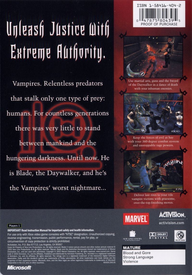 BLADE 2 - Microsoft Xbox (Activision) video game collectible [Barcode 5030917017322] - Main Image 2