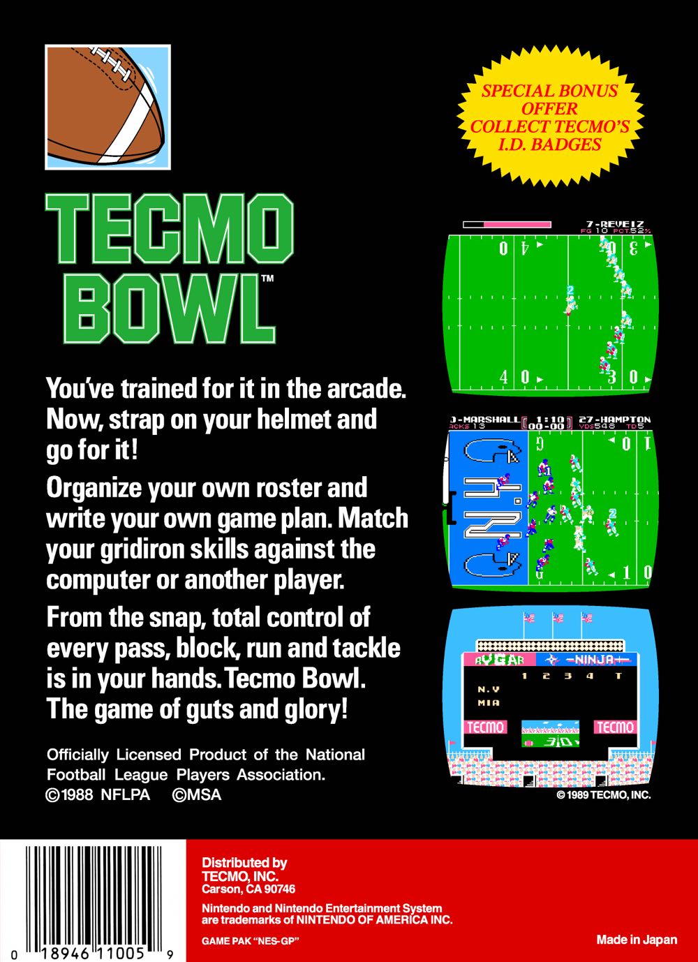 Tecmo Bowl TM Variant - Nintendo Entertainment System (NES) (Tecmo - 2) video game collectible - Main Image 2