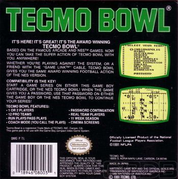 Tecmo Bowl - Nintendo Game Boy video game collectible - Main Image 2