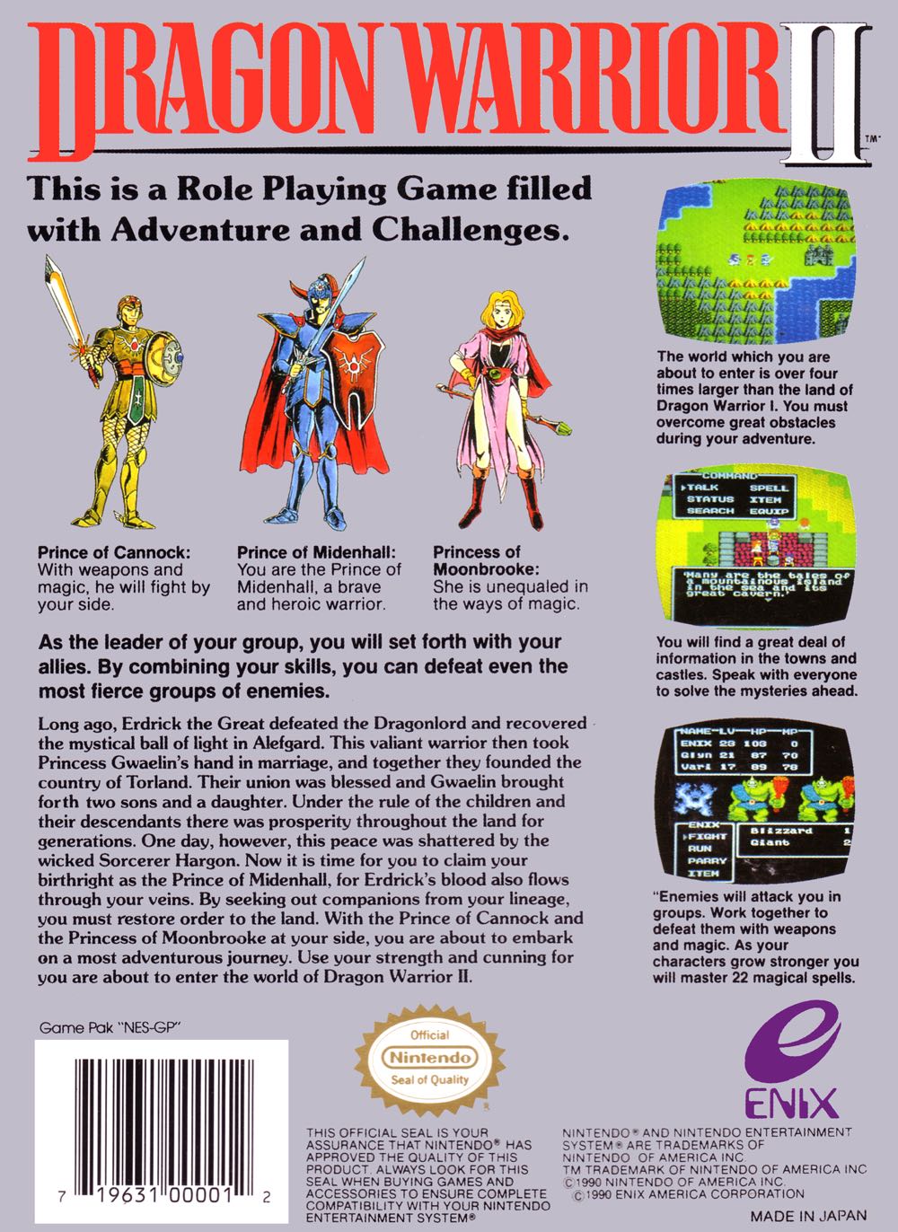 Dragon Warrior II - Nintendo Entertainment System (NES) (Enix) video game collectible - Main Image 2
