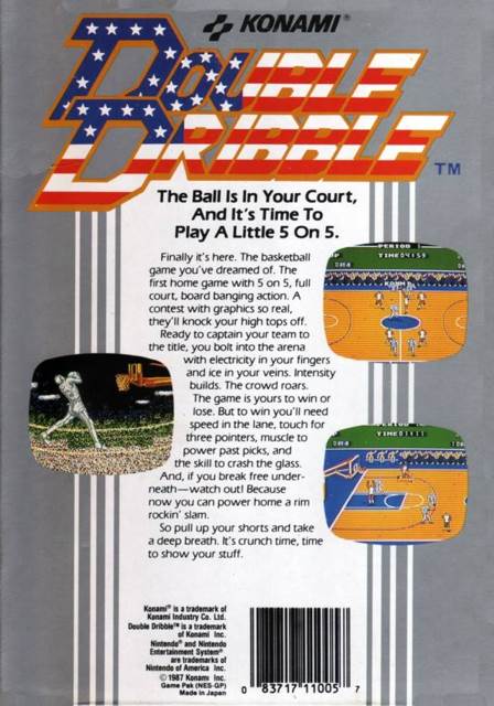 Double Dribble - Nintendo Entertainment System (NES) (Konami - 1-2) video game collectible [Barcode 083717110057] - Main Image 2
