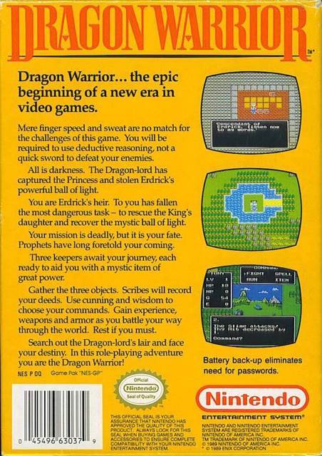 Dragon Warrior - Nintendo Entertainment System (NES) (Nintendo - 1) video game collectible [Barcode 074299063497] - Main Image 2
