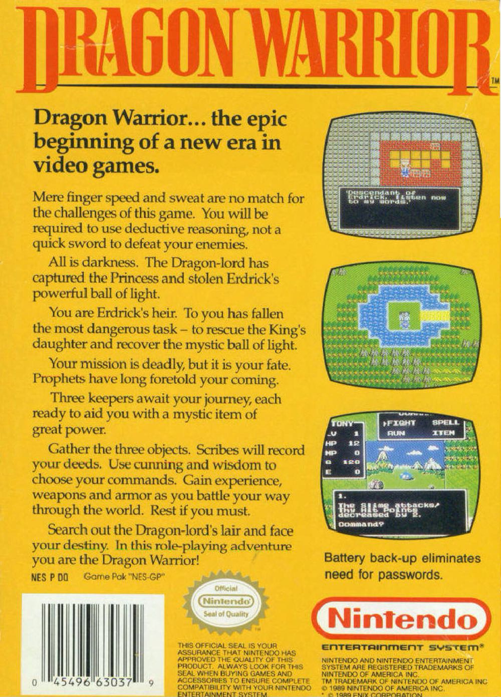 Dragon Warrior - Nintendo Entertainment System (NES) (Single-Player) video game collectible - Main Image 2