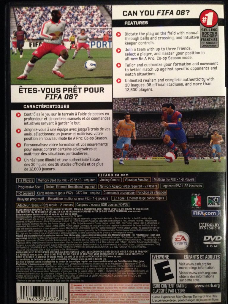 FIFA Soccer 08 - Sony PlayStation 2 (PS2) (Ea Sports - 1-2) video game collectible [Barcode 014633356762] - Main Image 2