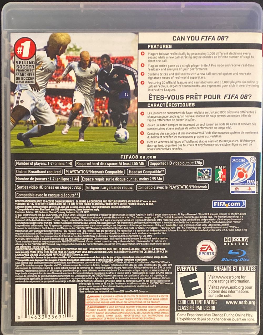 FIFA Soccer 08 - Sony PlayStation 3 (PS3) (Ea Sports - 1-4) video game collectible [Barcode 014633356915] - Main Image 2