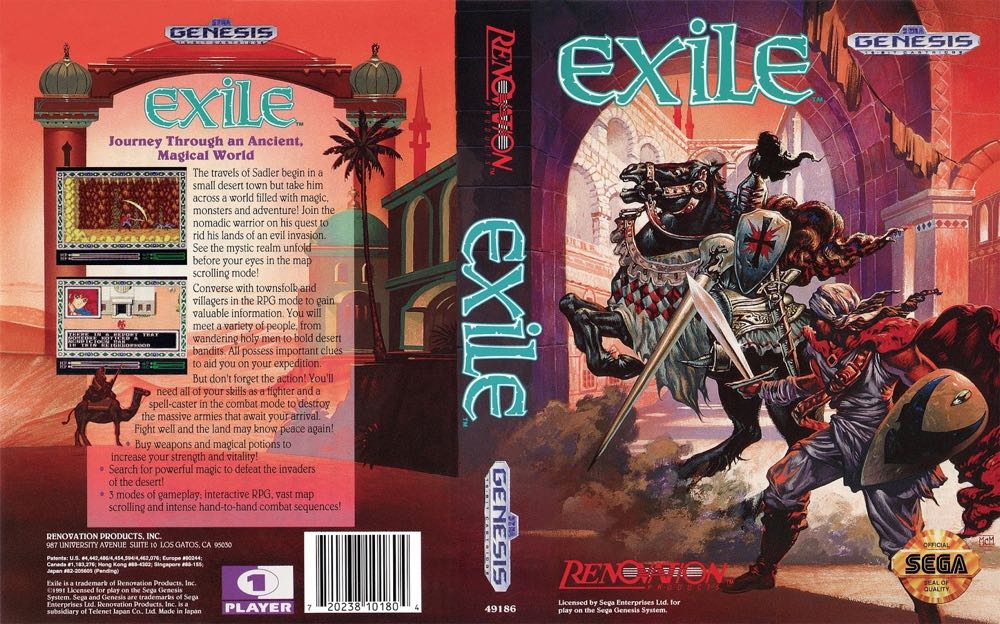Exile - Sega Genesis (Mega Drive) (Renovation Products - 1) video game collectible [Barcode 720238101804] - Main Image 2