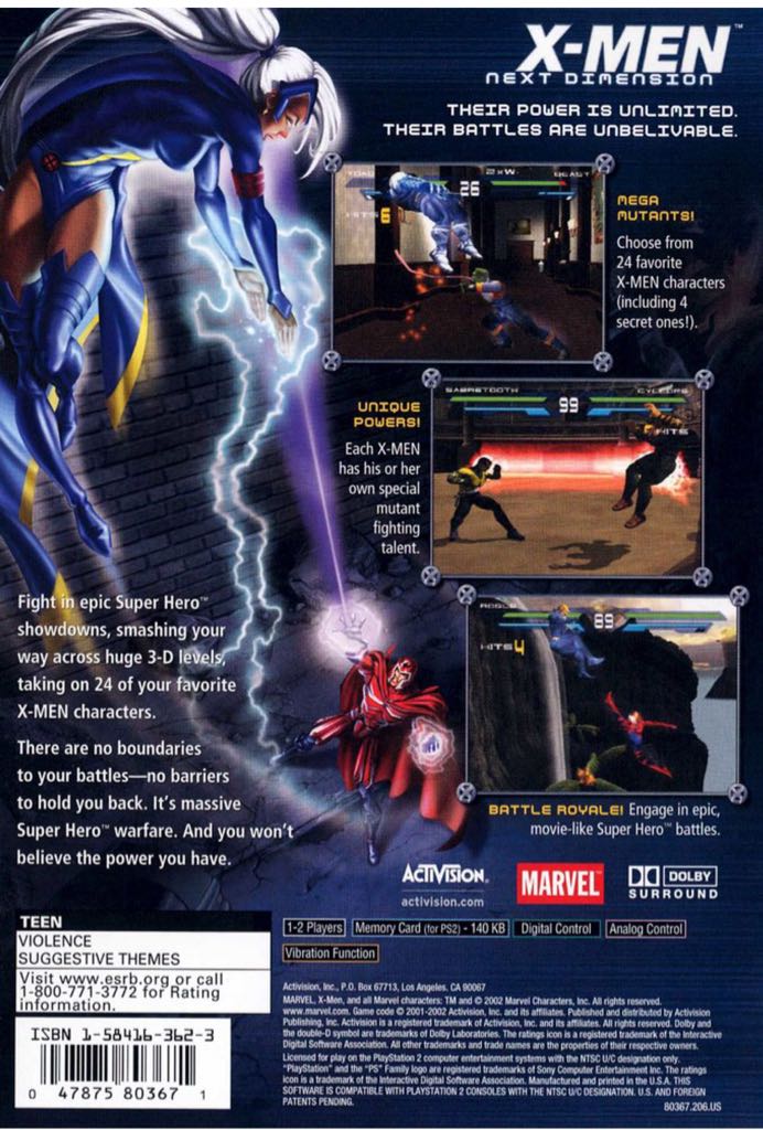 X-Men: Next Dimension - Sony PlayStation 2 (PS2) (Activision - 2) video game collectible [Barcode 047875803671] - Main Image 2