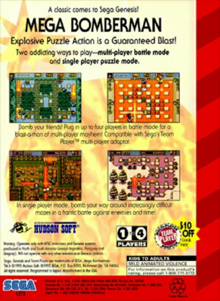 Bomberman ‘94: Mega Bomberman - Sega Genesis (Mega Drive) (Hudson - 4) video game collectible [Barcode 010086015737] - Main Image 2