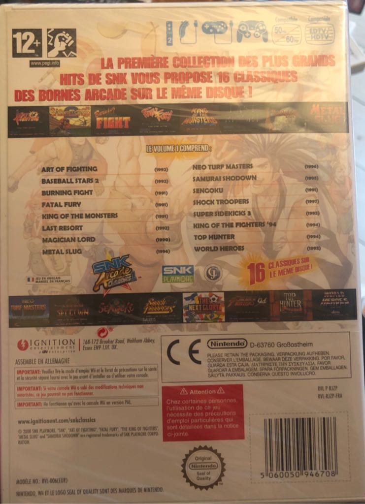 SNK Arcade Classics Vol.1 - Nintendo Wii video game collectible [Barcode 5060050946708] - Main Image 2