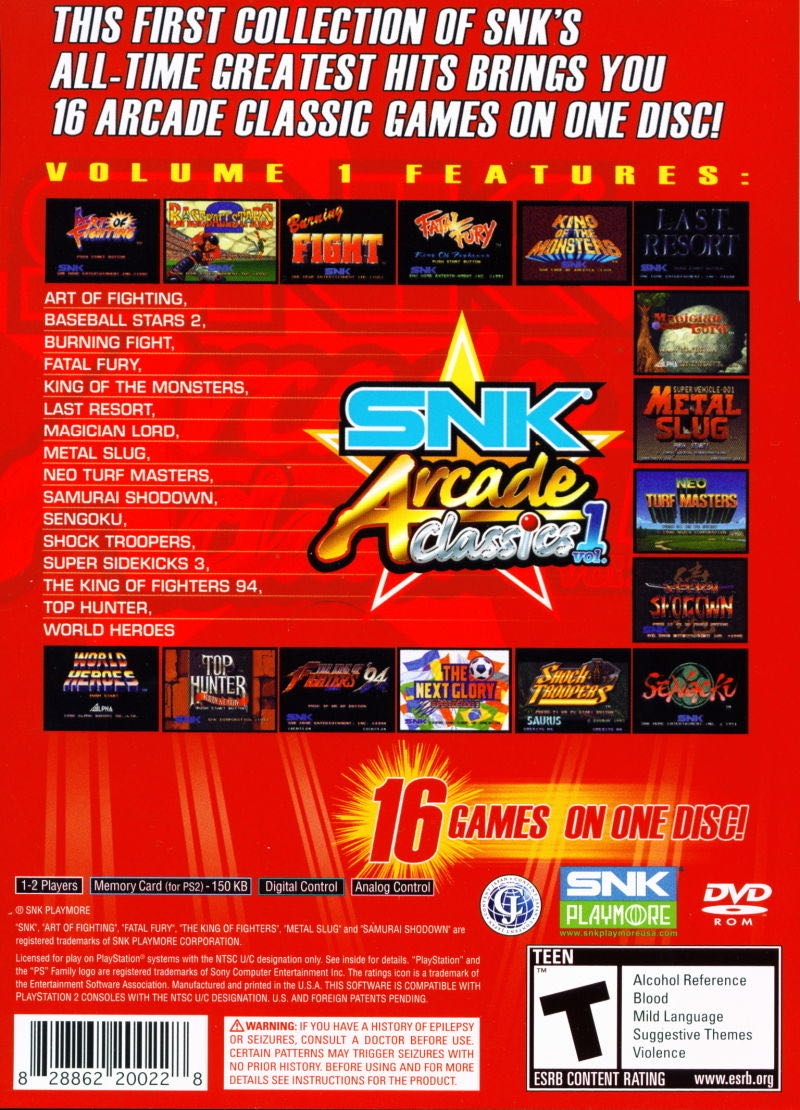 SNK Arcade Classics Vol.1 - Nintendo Wii (SNK/NeoGeo - 1-2) video game collectible [Barcode 5060050946739] - Main Image 2