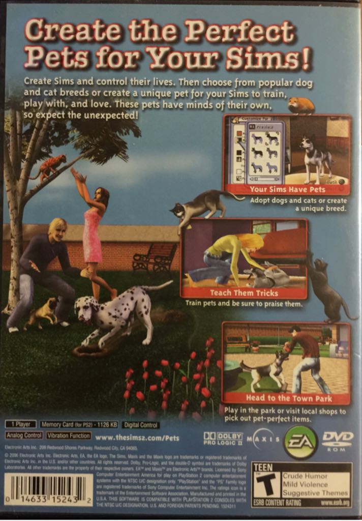Sims 2 Pets, The - Sony PlayStation 2 (PS2) ((EA) Electronic Arts - 1) video game collectible [Barcode 5030941051804] - Main Image 2