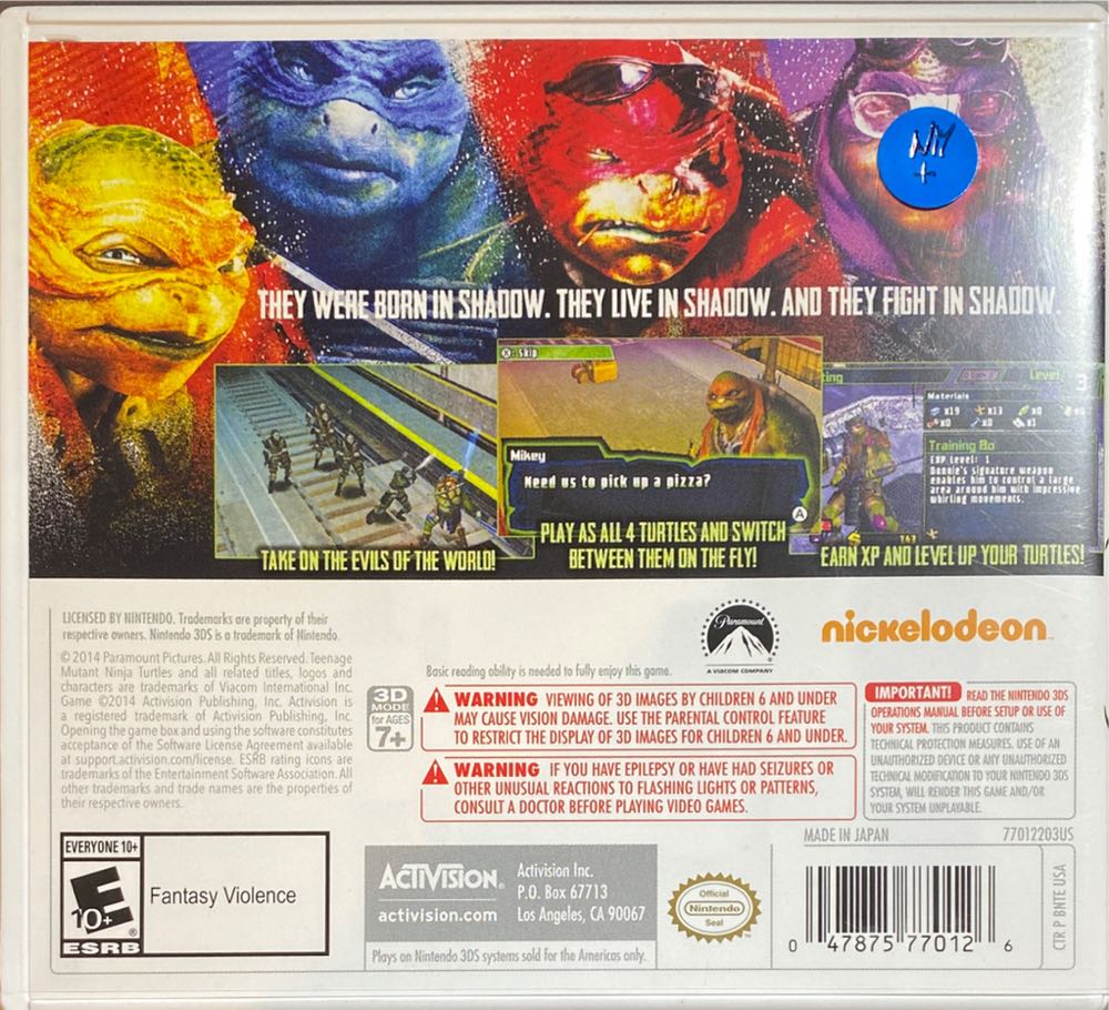 Teenage Mutant Ninja Turtles - Nintendo 3DS (Activision/Paramount Consumer Products - 1) video game collectible [Barcode 047875770126] - Main Image 4