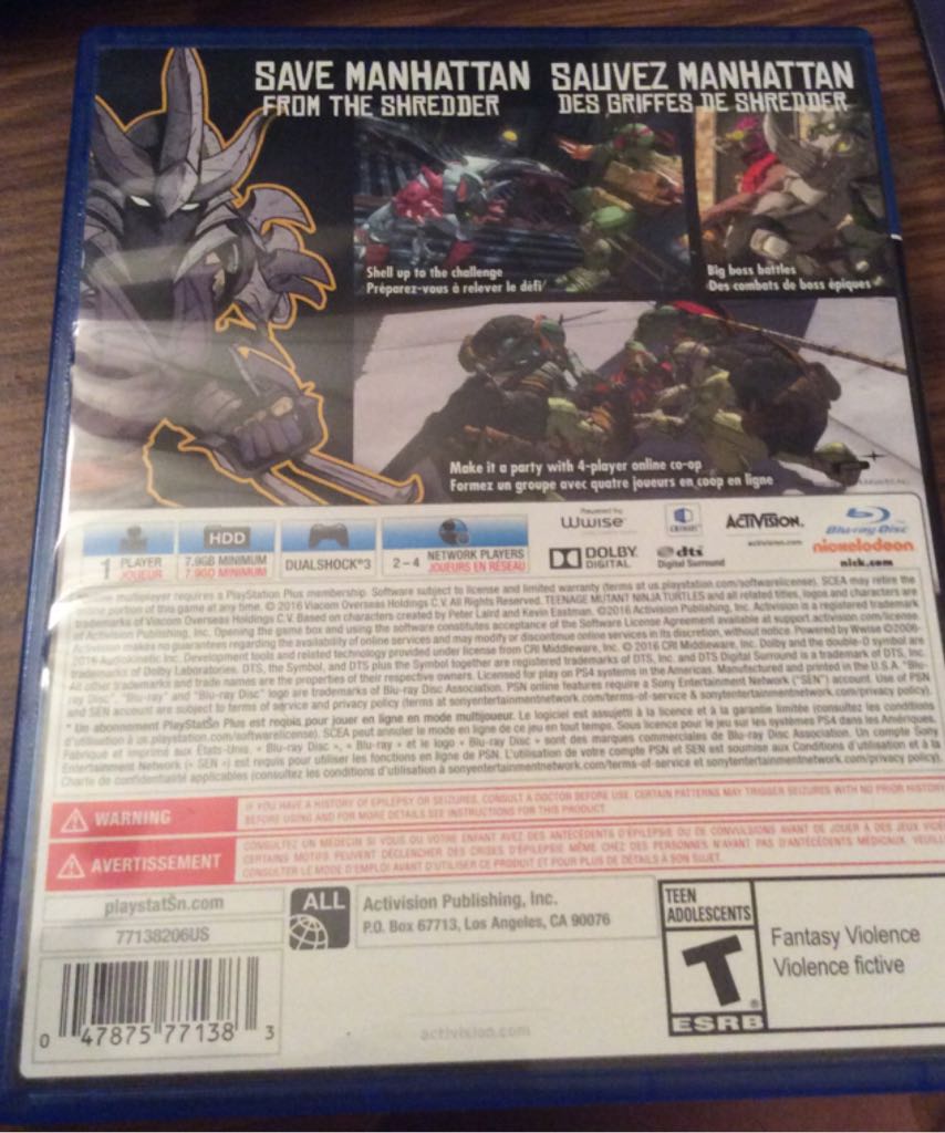 Teenage Mutant Ninja Turtles - Sony PlayStation 4 (PS4) (Activision - 1) video game collectible [Barcode 047875771383] - Main Image 2