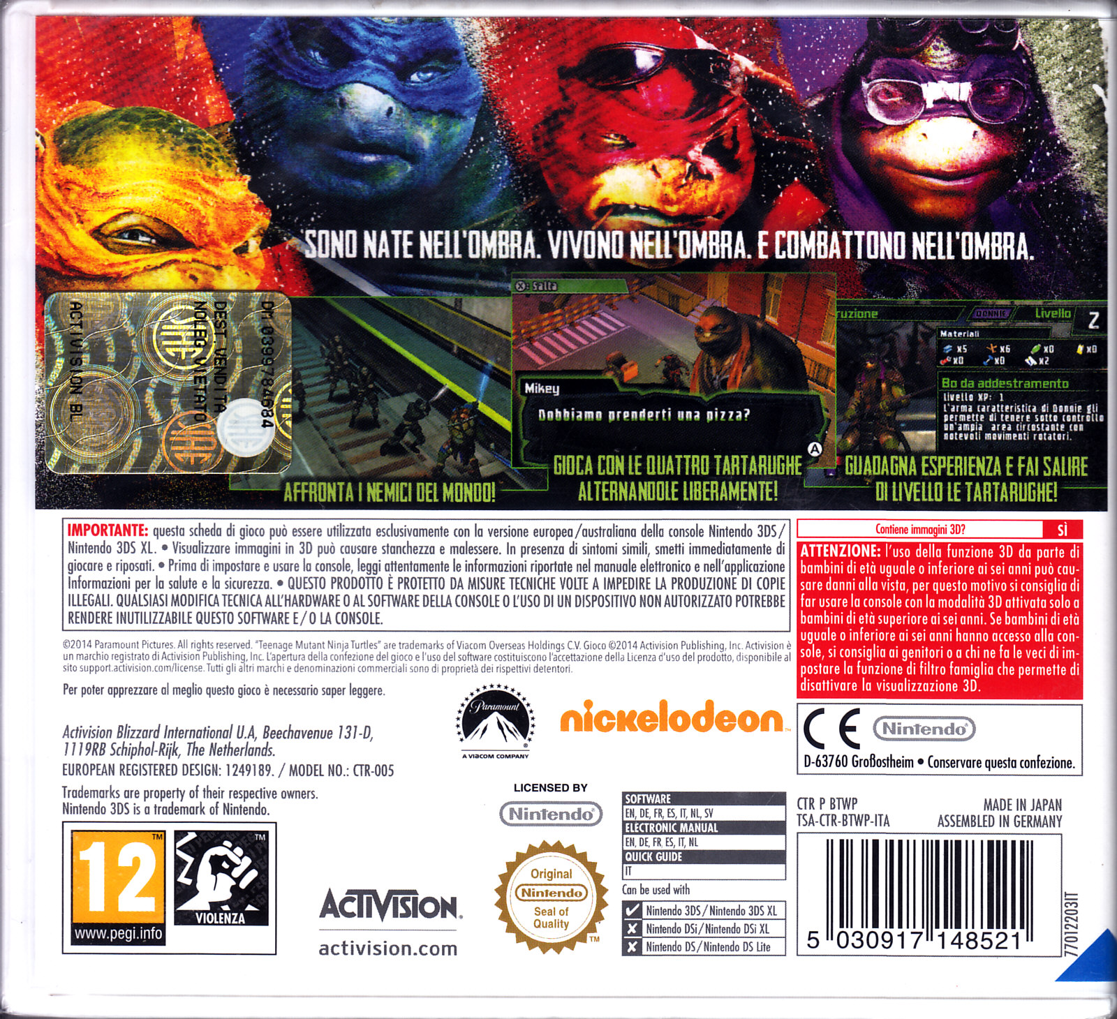 Teenage Mutant Ninja Turtles - Nintendo 3DS (Activision/Paramount Consumer Products) video game collectible [Barcode 5030917148521] - Main Image 2