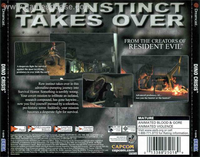 Dino Crisis - Sega Dreamcast (Capcom - 1) video game collectible [Barcode 013388250189] - Main Image 2