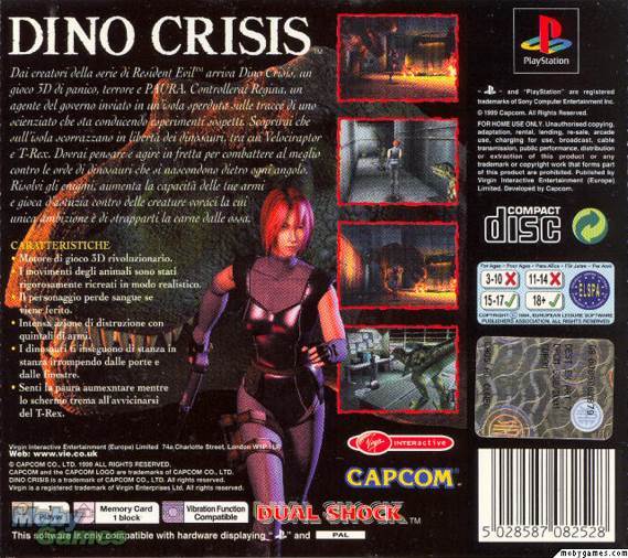 Dino Crisis - Sony PlayStation (Capcom - 1) video game collectible [Barcode 5028587082511] - Main Image 2