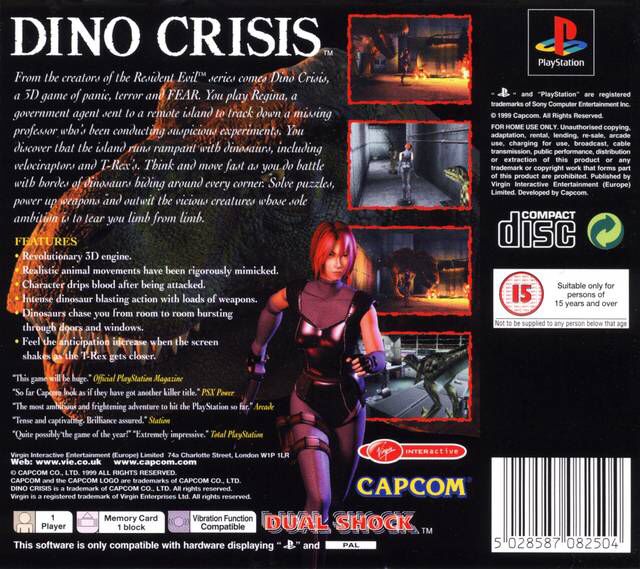 Dino Crisis - Sony PlayStation (Capcom - 1) video game collectible [Barcode 5028587082528] - Main Image 2