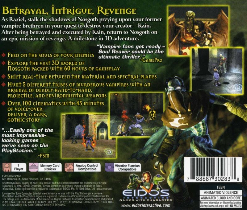 Legacy Of Kain: Soul Reaver - Sony PlayStation (Eidos Interactive - 1) video game collectible [Barcode 5032921014199] - Main Image 2