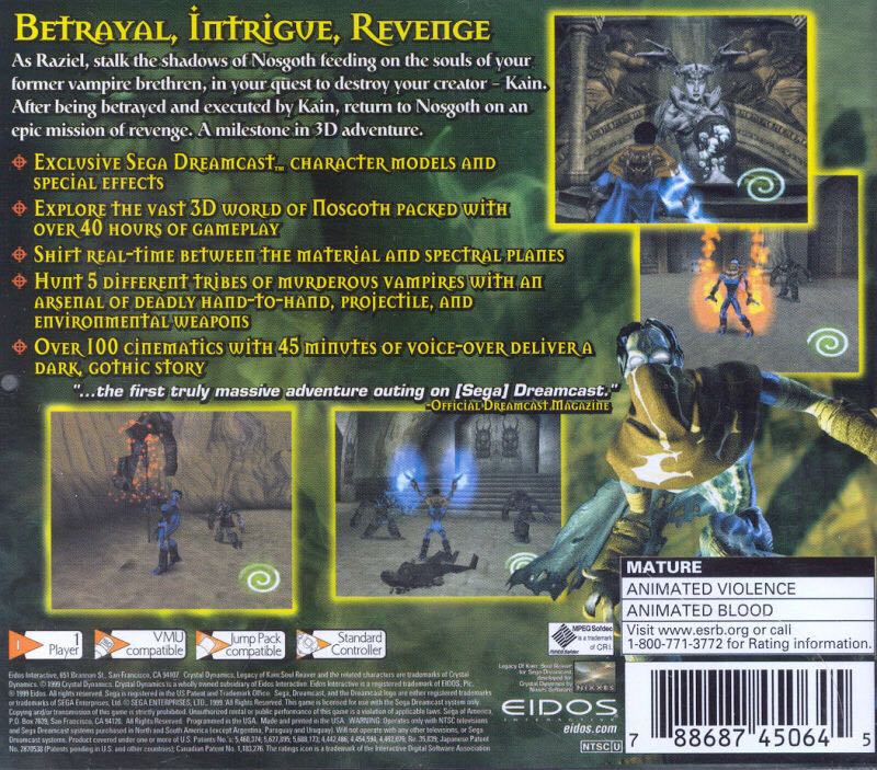 Legacy Of Kain: Soul Reaver - Sega Dreamcast (Eidos Interactive - 1) video game collectible - Main Image 2