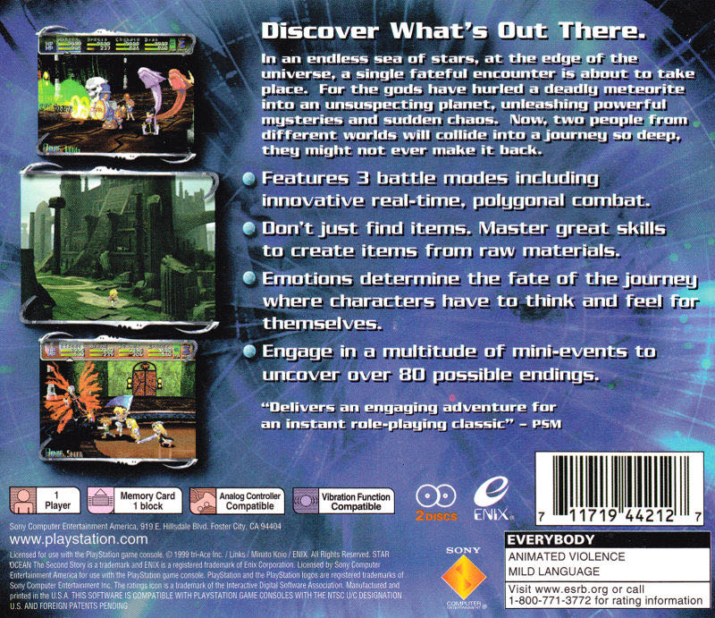 Star Ocean: The Second Story - Sony PlayStation (Square Enix - 1) video game collectible [Barcode 0711719442127] - Main Image 2