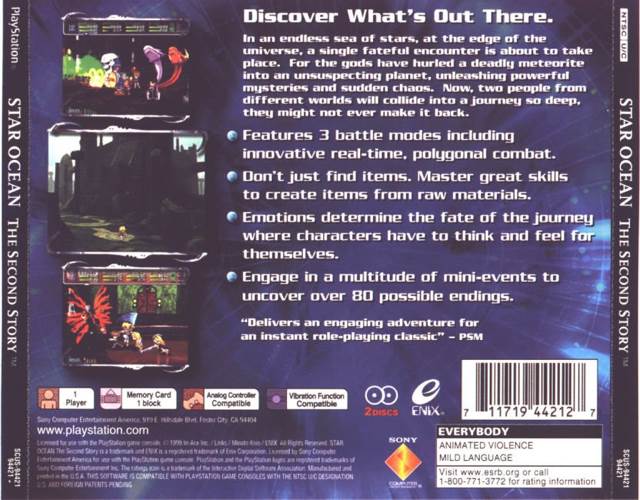 Star Ocean: The Second Story - Sony PlayStation (Enix) video game collectible [Barcode 711719157229] - Main Image 2
