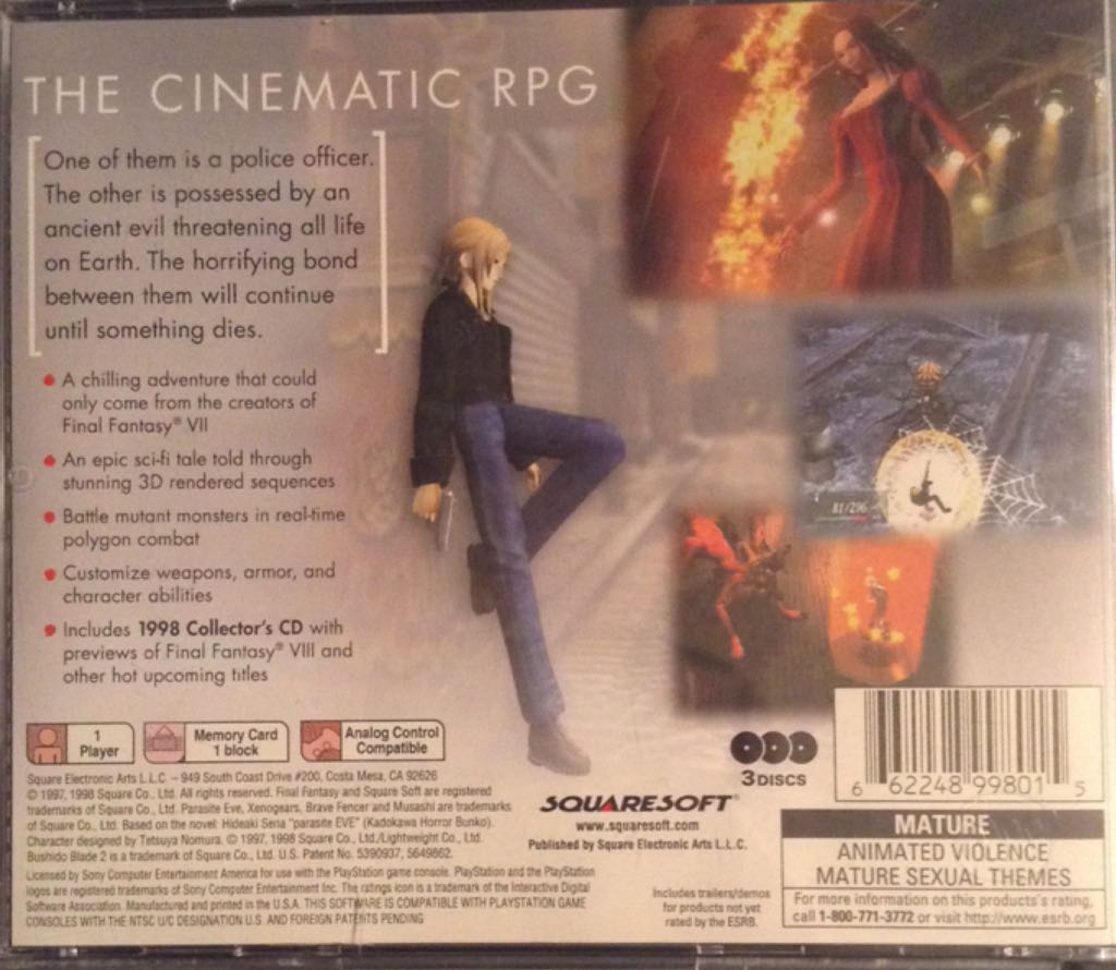 Parasite Eve - Sony PlayStation (Square Electronic Arts - 1) video game collectible - Main Image 2