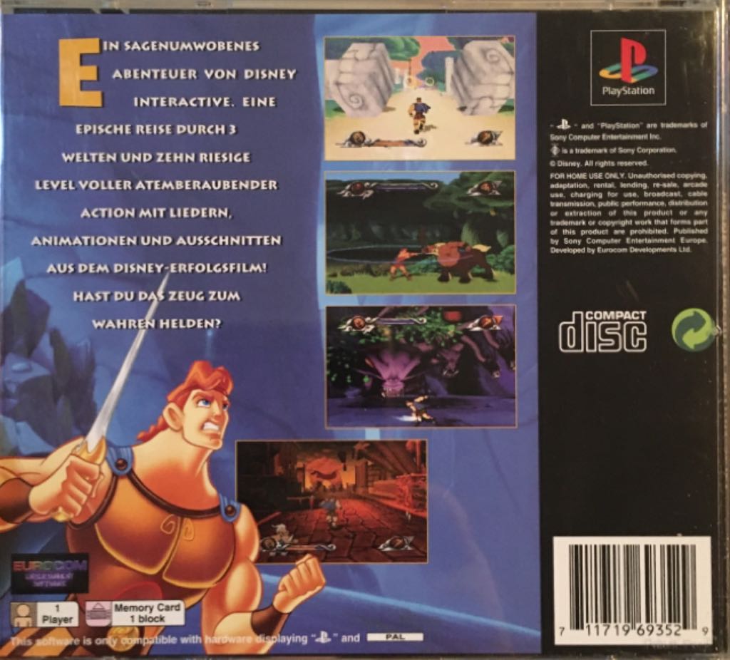 Hercules - Sony PlayStation (Disney) video game collectible [Barcode 711719693529] - Main Image 2
