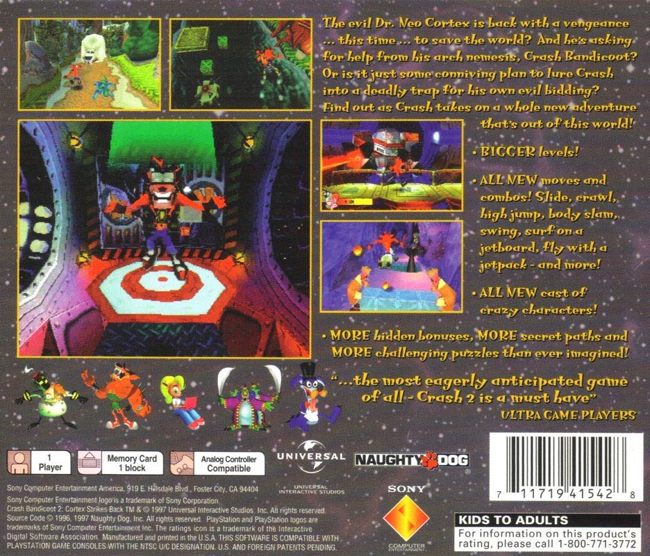 Crash Bandicoot 2: Cortex Strikes Back - Sony PlayStation (SCEA - 1) video game collectible [Barcode 1171976642] - Main Image 2