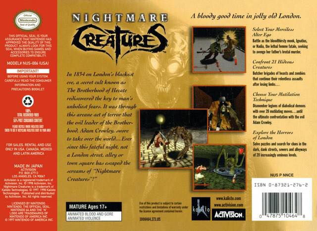 Nightmare Creatures - PC (Activision Blizzard - 1) video game collectible [Barcode 047875102552] - Main Image 2