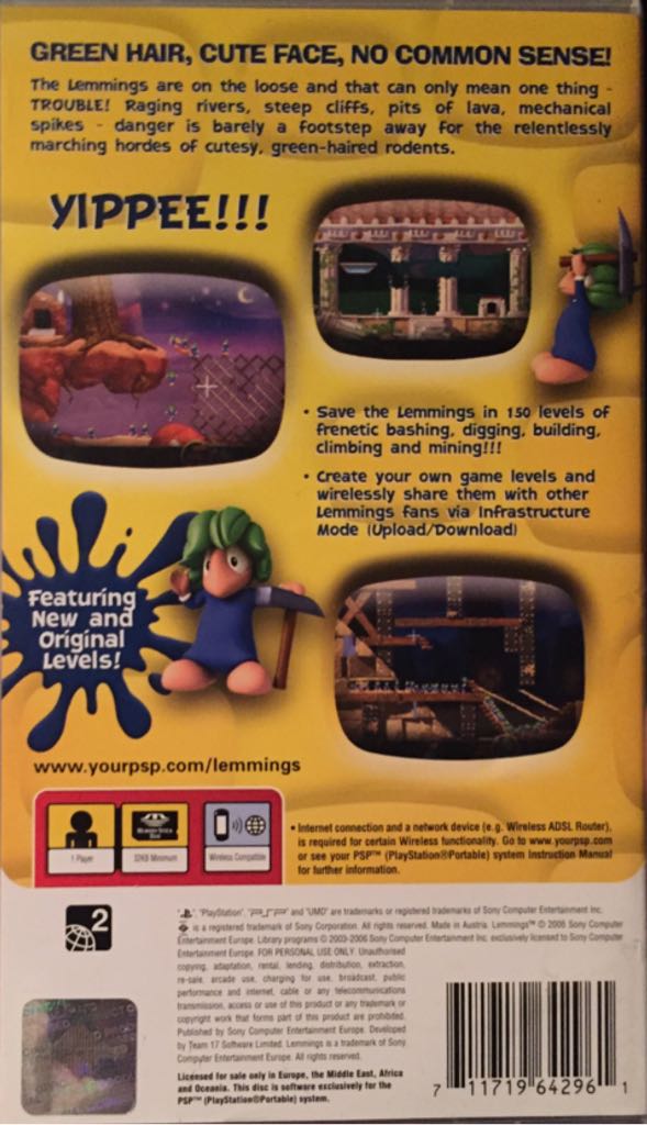 Lemmings - Sony PlayStation Portable (PSP) (Sony Computer Entertainment - 1) video game collectible [Barcode 711719642961] - Main Image 2