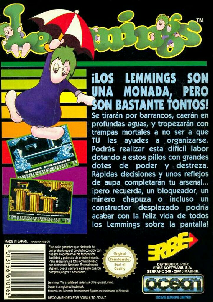 Lemmings - Nintendo Entertainment System (NES) (SunSoft) video game collectible - Main Image 2