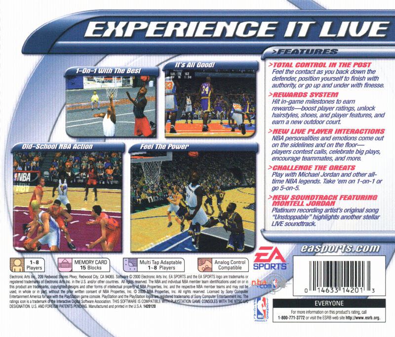 NBA Live 2001 - Sony PlayStation (EA Sports  - 1-2) video game collectible [Barcode 014633142013] - Main Image 2