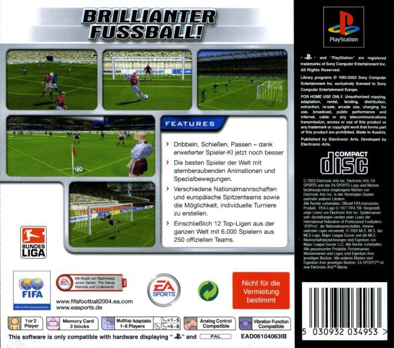 FIFA 2004 - Sony PlayStation video game collectible [Barcode 5030945034957] - Main Image 2