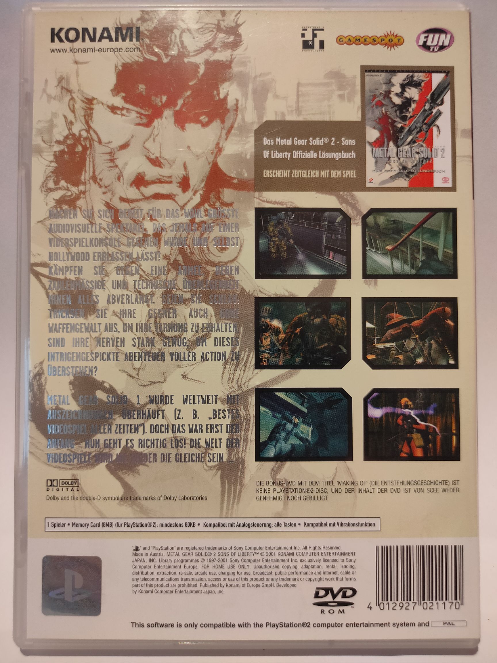 Metal Gear Solid 2 - Sons of Liberty - Sony PlayStation 2 (PS2) (Konami - 1) video game collectible [Barcode 4012927021170] - Main Image 2
