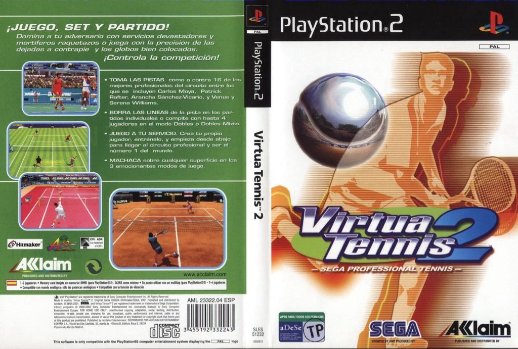 Virtua Tennis 2 - Sony PlayStation 2 (PS2) (Sega - Multiplayer: 1-4) video game collectible [Barcode 3455192332229] - Main Image 2
