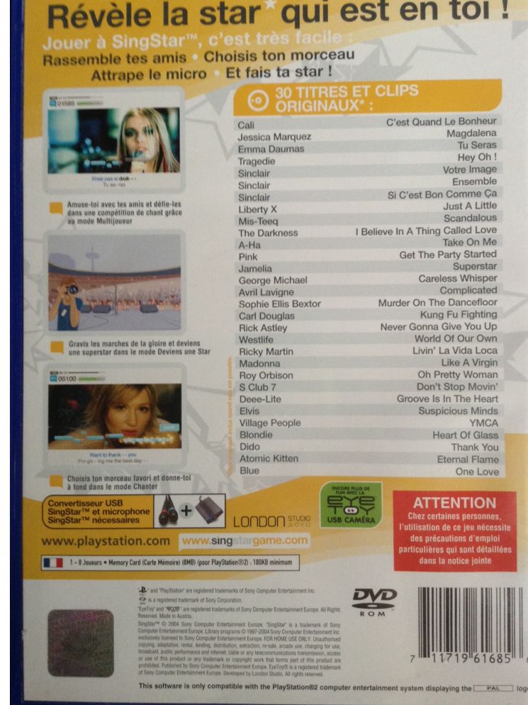 Singstar - Sony PlayStation 2 (PS2) (1-8) video game collectible [Barcode 711719616856] - Main Image 2